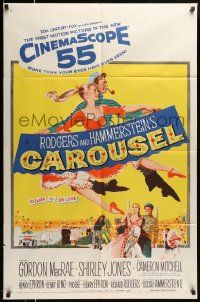 5b177 CAROUSEL 1sh '56 Shirley Jones, Gordon MacRae, Rodgers & Hammerstein musical!
