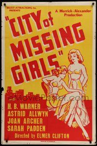 5b191 CITY OF MISSING GIRLS Woolever Press 1sh '41 pretty girls go to talent school then disappear!