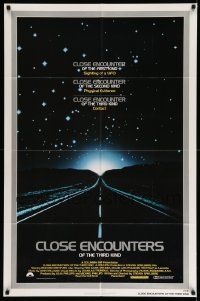 5b199 CLOSE ENCOUNTERS OF THE THIRD KIND 1sh '77 Spielberg's sci-fi, silver border design