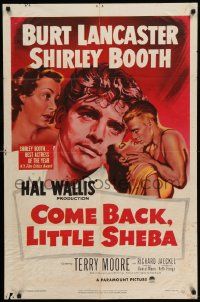 5b203 COME BACK LITTLE SHEBA 1sh '53 art of Burt Lancaster, Shirley Booth, Jaeckel & Moore!