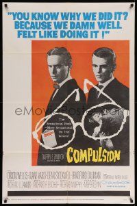 5b208 COMPULSION 1sh '59 crazy Dean Stockwell & Bradford Dillman try to commit the perfect murder!
