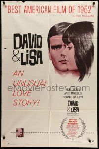 5b238 DAVID & LISA 1sh '63 Kier Dullea, Frank Perry mental hospital drama!