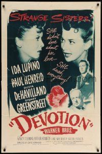 5b258 DEVOTION 1sh '46 Ida Lupino & Olivia De Havilland are completely opposite sisters!