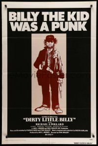 5b264 DIRTY LITTLE BILLY 1sh '72 cool art of Michael J. Pollard as Billy the Kid!