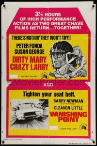5b265 DIRTY MARY CRAZY LARRY/VANISHING POINT 1sh '75 Peter Fonda, Barry Newman