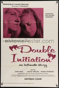 5b274 DOUBLE INITIATION 1sh '70 an intimate story starring sexiest Janet Wass & Carlos Tobalina!
