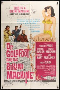 5b276 DR. GOLDFOOT & THE BIKINI MACHINE 1sh '65 Vincent Price, sexy babes with kiss & kill buttons!