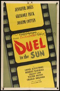 5b283 DUEL IN THE SUN style A 1sh '47 Jennifer Jones, Gregory Peck & Cotten in King Vidor epic!