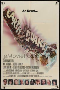5b289 EARTHQUAKE int'l 1sh '74 Charlton Heston, Ava Gardner, in startling new Sensurround!