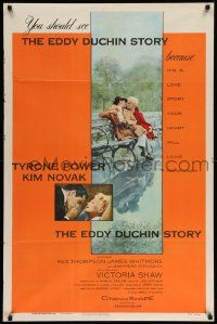 5b294 EDDY DUCHIN STORY 1sh '56 Tyrone Power & Kim Novak in a love story you will remember!