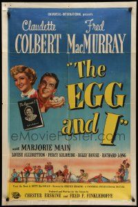 5b295 EGG & I 1sh '47 Claudette Colbert, MacMurray, first Ma & Pa Kettle, by Betty MacDonald!