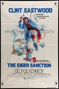 5b296 EIGER SANCTION 1sh '75 Clint Eastwood's lifeline was held by the assassin he hunted!