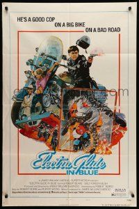 5b297 ELECTRA GLIDE IN BLUE style B 1sh '73 cool art of motorcycle cop Robert Blake by Blossom!
