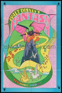 5b322 FANTASIA 1sh R70 Disney classic musical, great psychedelic fantasy artwork!