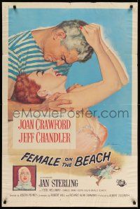 5b330 FEMALE ON THE BEACH 1sh '55 Joan Crawford, Jeff Chandler, Jan Sterling!