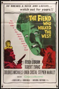 5b331 FIEND WHO WALKED THE WEST 1sh '58 don't turn your back on the killer with the baby face!