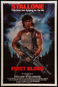 5b335 FIRST BLOOD int'l 1sh '82 artwork of Sylvester Stallone as John Rambo by Drew Struzan!