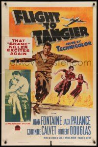 5b343 FLIGHT TO TANGIER 3D 1sh '53 Joan Fontaine & Jack Palance in new perfected Dynoptic 3-D!
