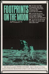 5b348 FOOTPRINTS ON THE MOON 1sh '69 the real story of Apollo 11, cool image of moon landing!