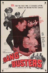 5b364 GANG BUSTERS 1sh '54 Public Enemy No 4, based on hit TV and radio show!