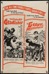 5b366 GIANT OF METROPOLIS/INVINCIBLE GLADIATOR 1sh '60s cool sword-and-sandal double-bill!
