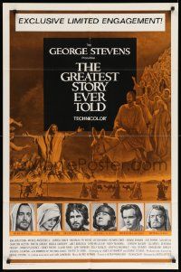 5b386 GREATEST STORY EVER TOLD 1sh '65 Max von Sydow, exclusive limited engagement, orange image!