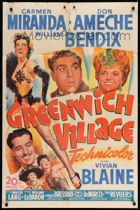 5b388 GREENWICH VILLAGE 1sh '44 sexy Carmen Miranda, Don Ameche, William Bendix!