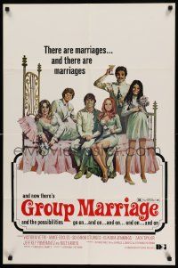 5b391 GROUP MARRIAGE 23x35 1sh '72 cool artwork of cast, the possibilities go on and on!
