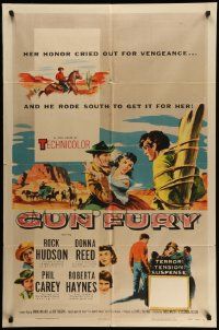 5b393 GUN FURY 3D 1sh '53 Phil Carey steals Donna Reed & leaves Rock Hudson to die!