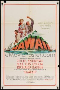 5b401 HAWAII 1sh '66 Julie Andrews, Max von Sydow, Richard Harris, written by James A. Michener!