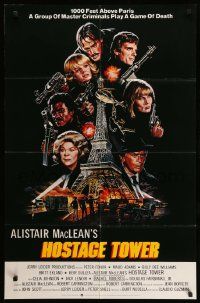 5b424 HOSTAGE TOWER 26x39 int'l 1sh '80 Peter Fonda, Alistair McLean, cool Meyer art of Eiffel Tower