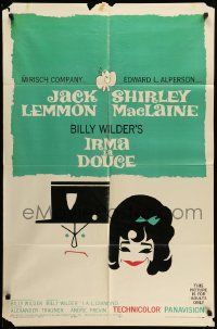 5b456 IRMA LA DOUCE style B 1sh '63 Billy Wilder, great art of Shirley MacLaine & Jack Lemmon!