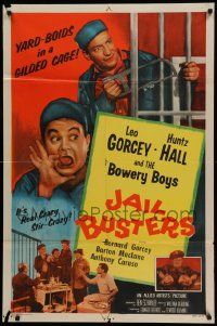 5b462 JAIL BUSTERS 1sh '55 Bowery Boys in jail, wacky Leo Gorcey, Huntz Hall!