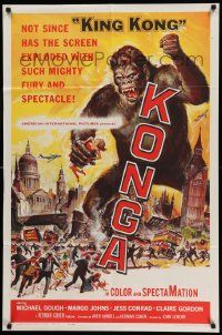 5b492 KONGA 1sh '61 great artwork of giant angry ape terrorizing city by Reynold Brown!