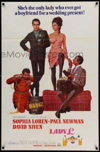 5b494 LADY L style B 1sh '66 art of sexy Sophia Loren, Paul Newman & David Niven!
