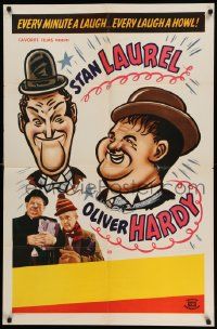 5b506 LAUREL & HARDY 1sh '40s great cartoon art of Stan & Oliver!