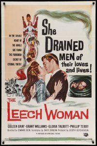 5b508 LEECH WOMAN 1sh '60 deadly female vampire drained love & life from every man she trapped!