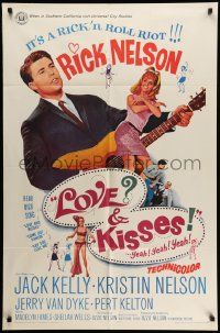 5b538 LOVE & KISSES 1sh '65 Ricky Nelson playing guitar, not rock & roll but Rick & roll!