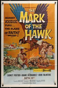 5b591 MARK OF THE HAWK 1sh '58 Sidney Poitier & Eartha Kitt against voodoo fury in Africa!