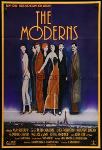 5b623 MODERNS 1sh '88 Alan Rudolph, cool artwork of trendy 1920's people by star Keith Carradine!