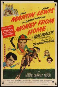 5b626 MONEY FROM HOME 3D 1sh '54 3-D Dean Martin & horse jockey Jerry Lewis!