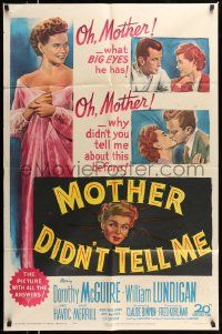5b635 MOTHER DIDN'T TELL ME 1sh '50 Dorothy McGuire, William Lundigan, great art of June Havoc!