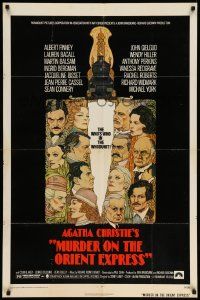 5b640 MURDER ON THE ORIENT EXPRESS 1sh '74 Agatha Christie, great art of cast by Richard Amsel!