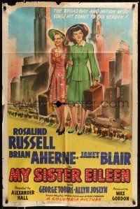 5b646 MY SISTER EILEEN style A 1sh '42 Rosalind Russell in stage hit that convulsed Broadway!