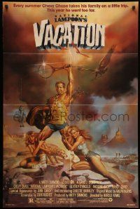 5b650 NATIONAL LAMPOON'S VACATION 1sh '83 art of Chevy Chase, Brinkley & D'Angelo by Boris!