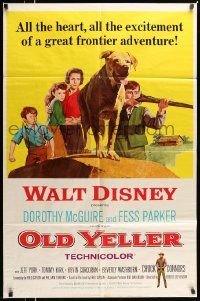 5b685 OLD YELLER 1sh R65 Dorothy McGuire, Fess Parker, art of Disney's most classic canine!