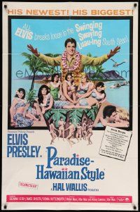 5b714 PARADISE - HAWAIIAN STYLE 1sh '66 Elvis Presley on the beach with sexy tropical babes!