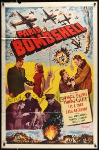 5b716 PARIS CALLING 1sh R49 Basil Rathbone, Randolph Scott, WWII airplanes, Paris Bombshell!