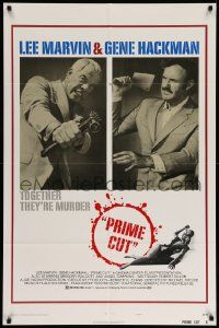 5b776 PRIME CUT style B 1sh '72 Lee Marvin w/machine gun, Gene Hackman w/cleaver!