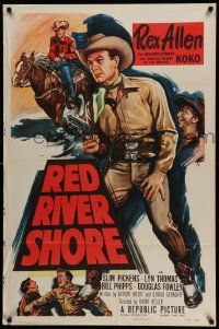 5b805 RED RIVER SHORE 1sh '53 cool full-length artwork of cowboy Rex Allen pointing gun!